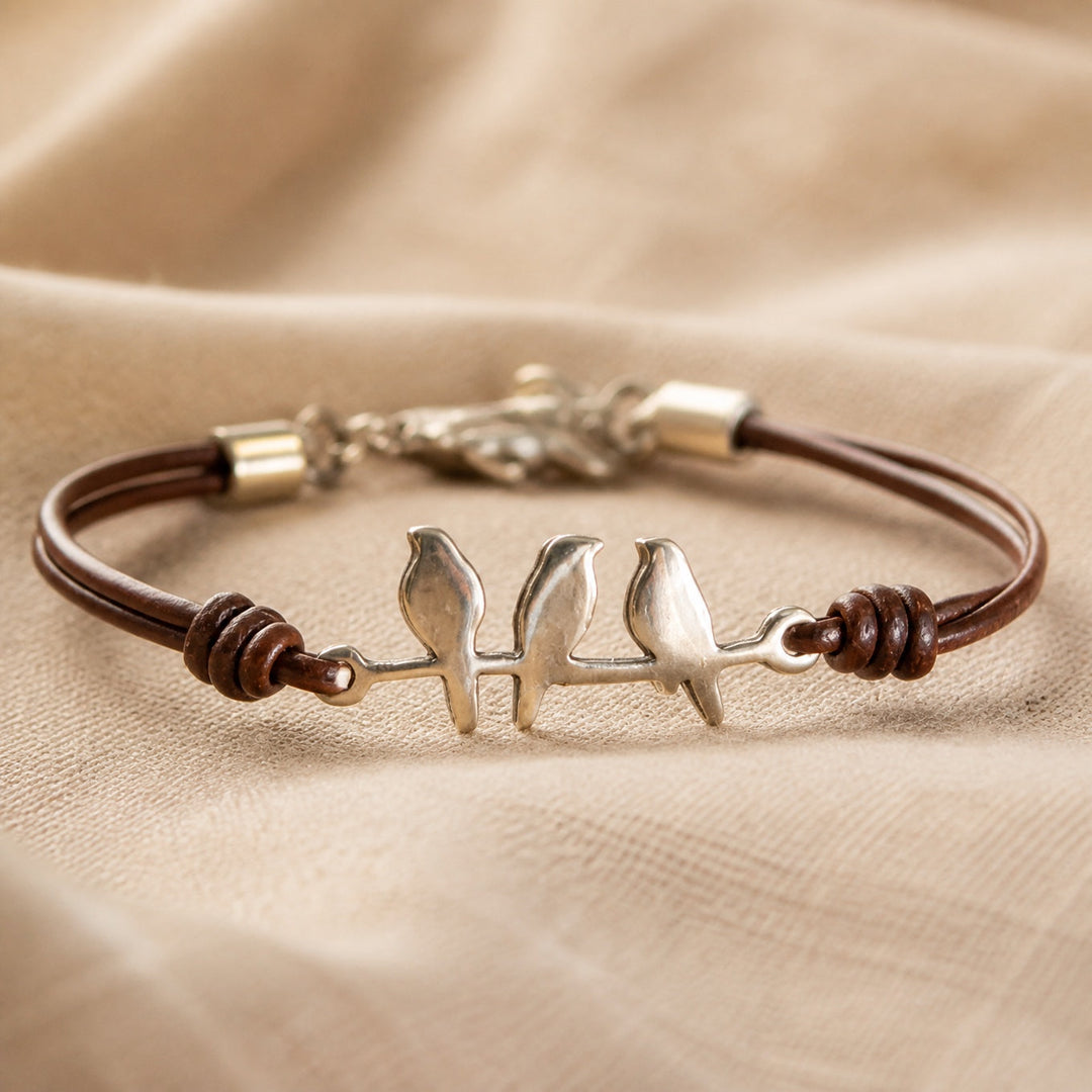 Bird Branch Leather Bracelet