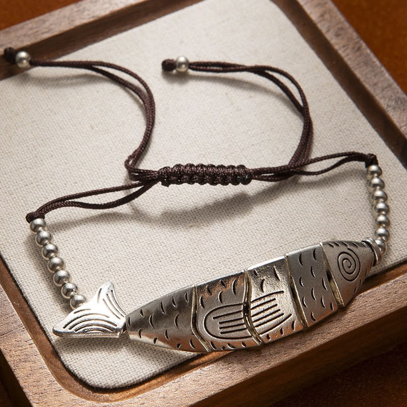 Delphine | Articulated Fish Charm Cord Bracelet