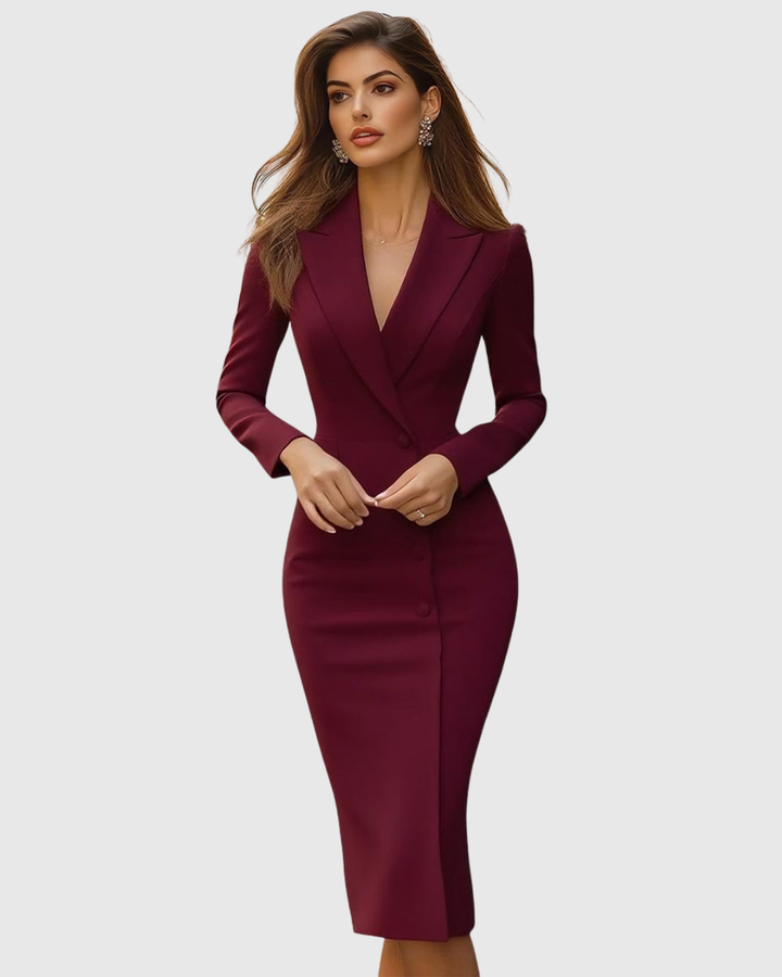 SELENEVA | ELEGANT TAILORED MIDI DRESS