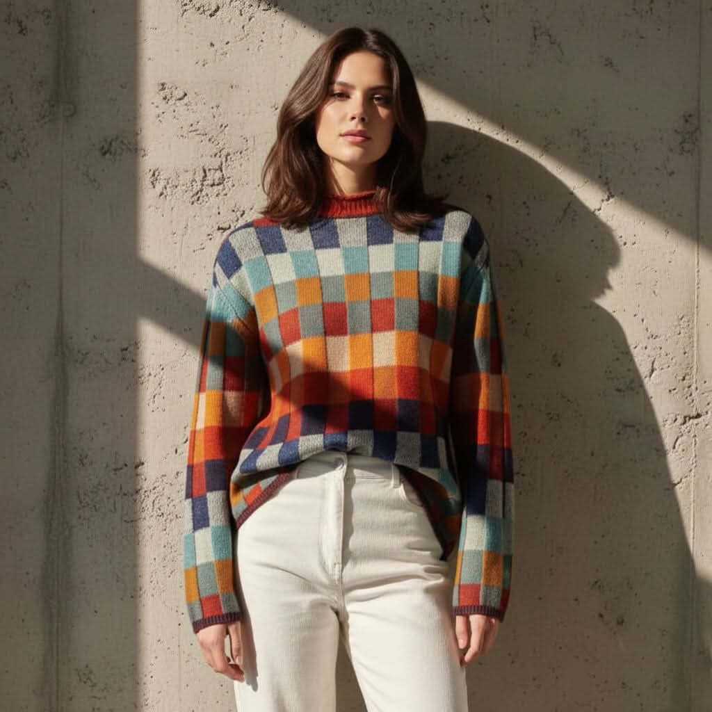 EMMA CHECKED MERINO JUMPER