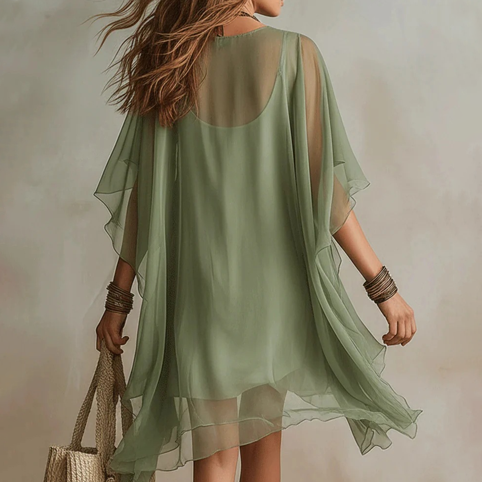 V-neck chiffon beach dress