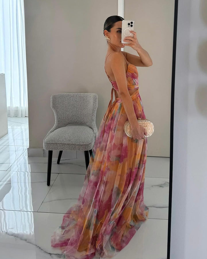Eléna - Abito Lungo Elegante e Floreale