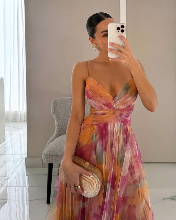 Eléna - Abito Lungo Elegante e Floreale