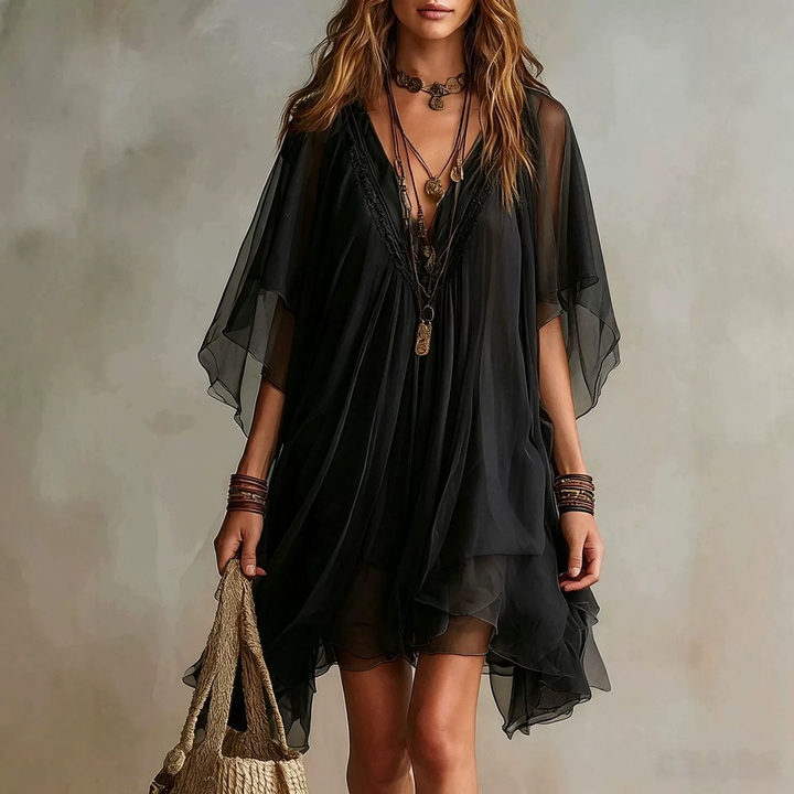 V-neck chiffon beach dress