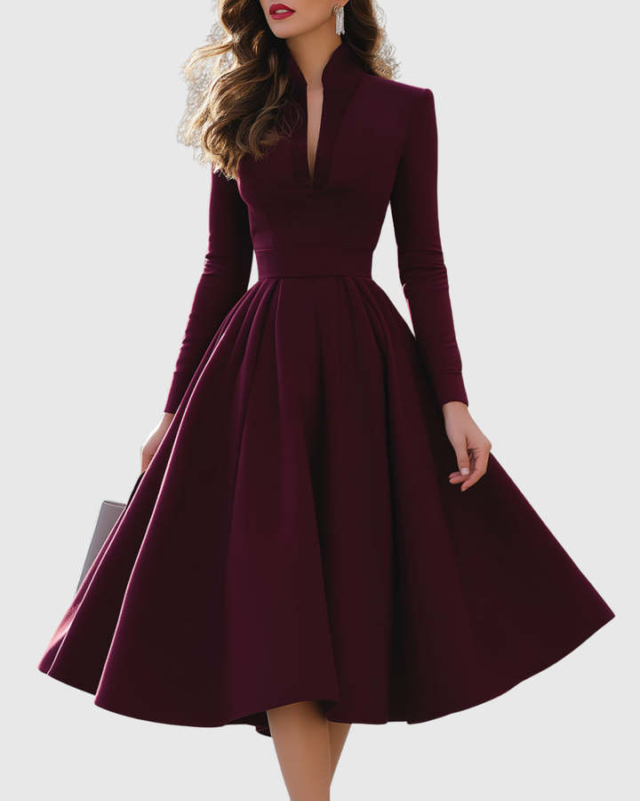 AVELINA | V-NECK MIDI DRESS