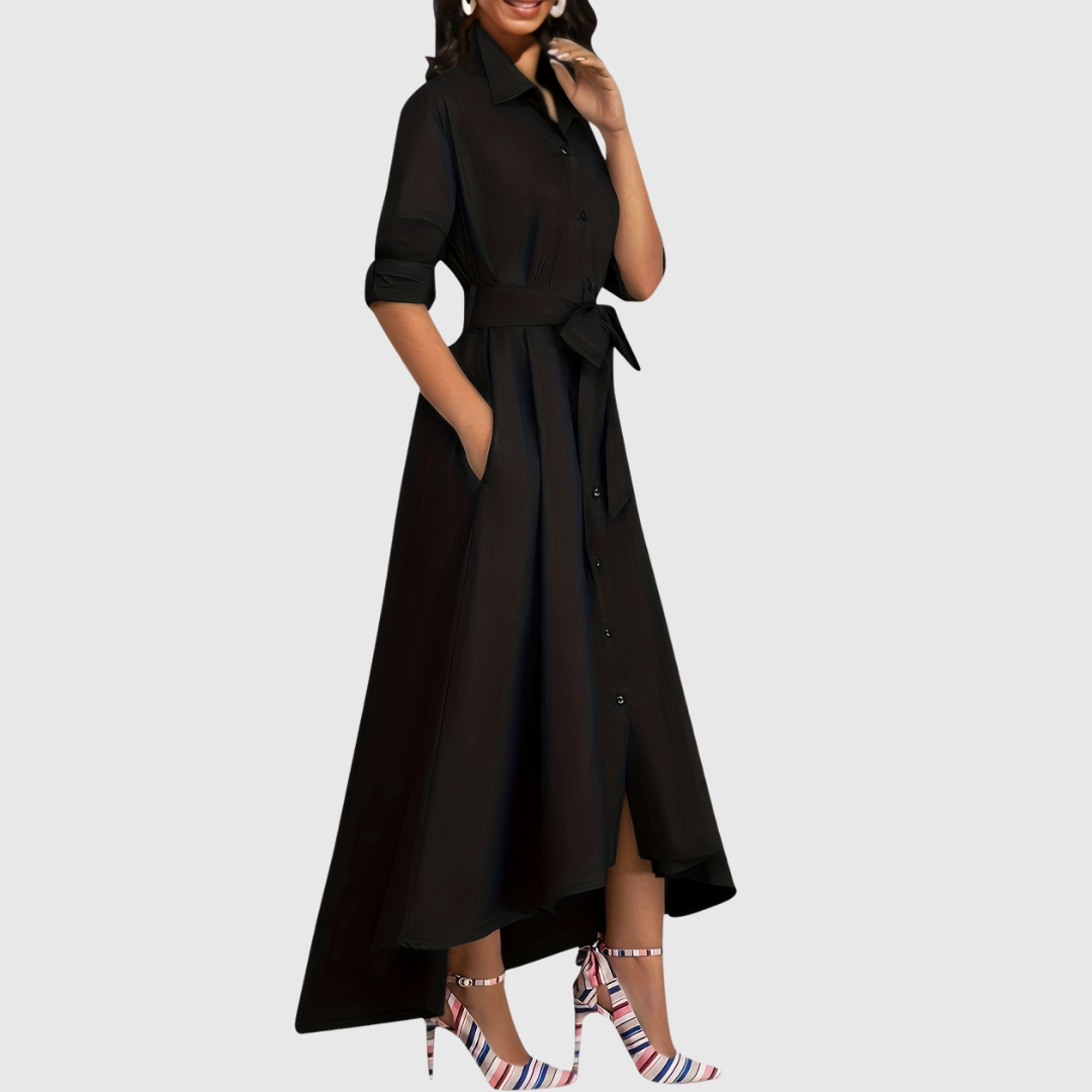 LIVIENNE | ELEGANT BUTTON-FRONT MAXI DRESS
