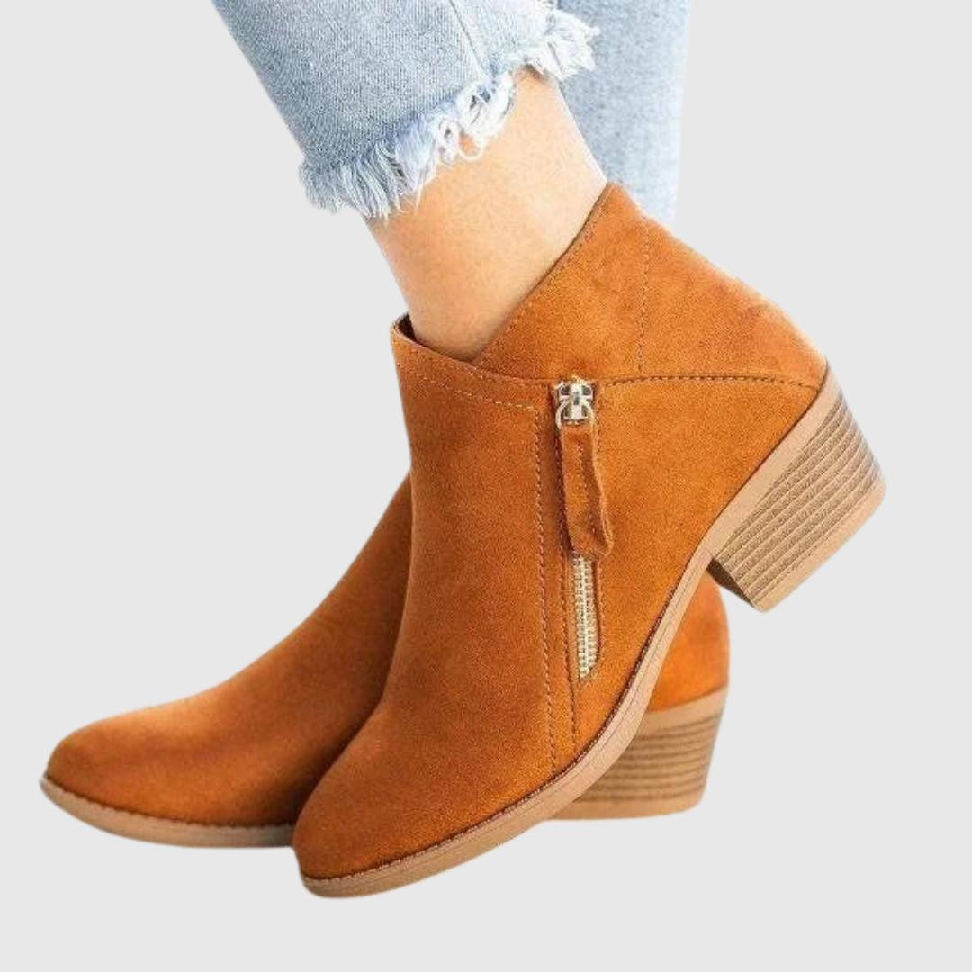 AVENYA | SIDE-ZIP LEATHER ANKLE BOOTS