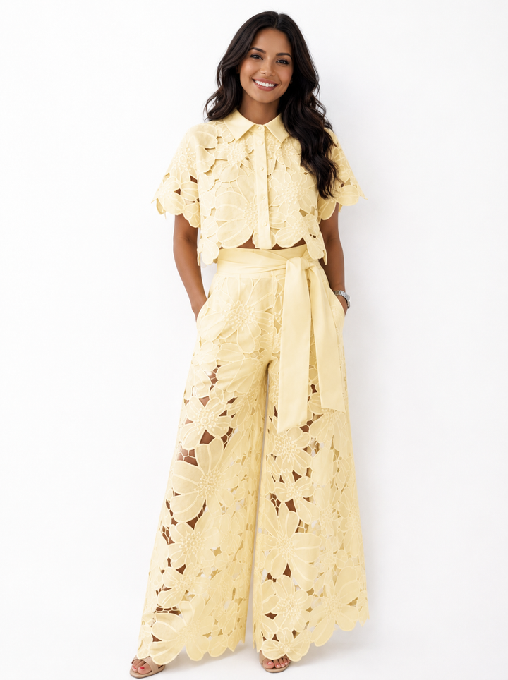 Isabela™ | Set Elegante a Due Pezzi con Dettagli in Pizzo