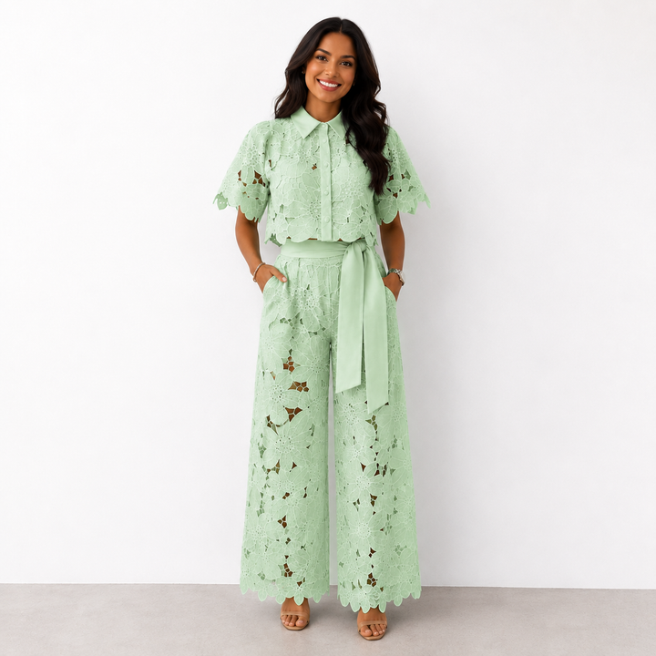 Isabela™ | Set Elegante a Due Pezzi con Dettagli in Pizzo