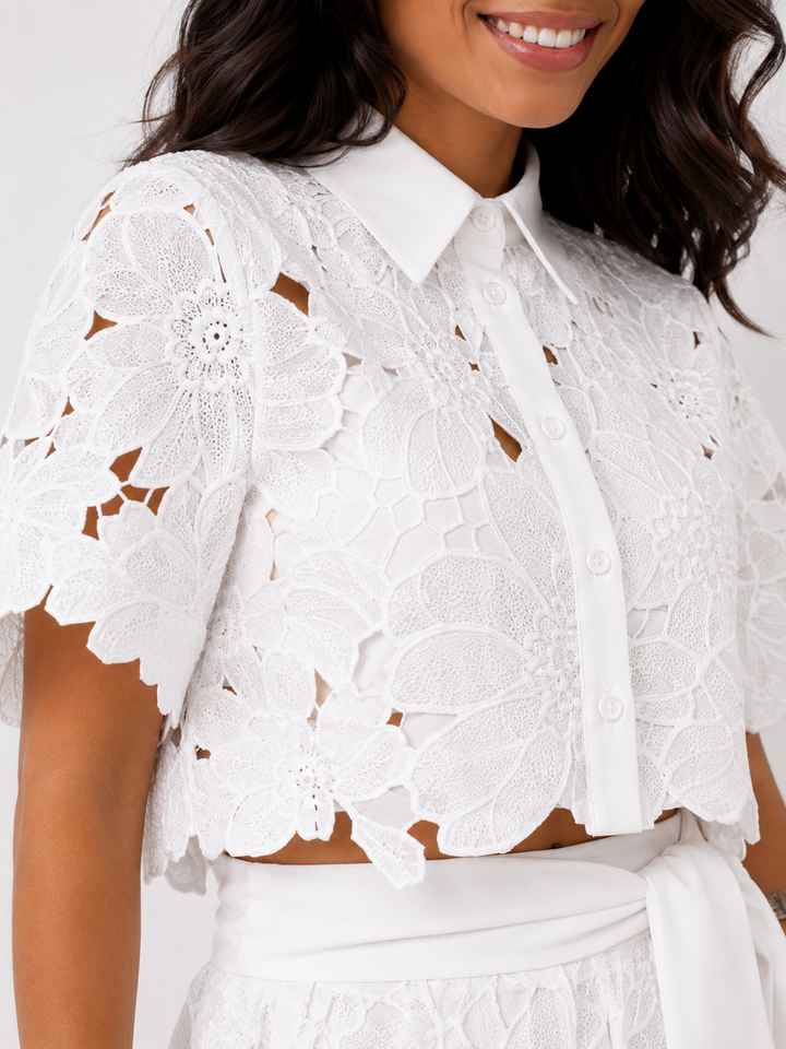 Isabela™ | Set Elegante a Due Pezzi con Dettagli in Pizzo
