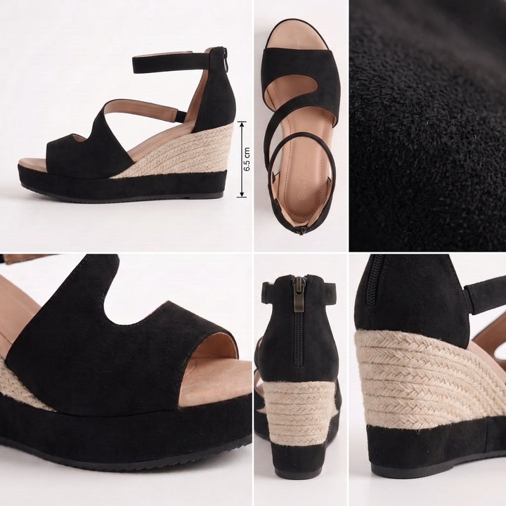 Monica | Esparto wedge sandals for summer with a zip
