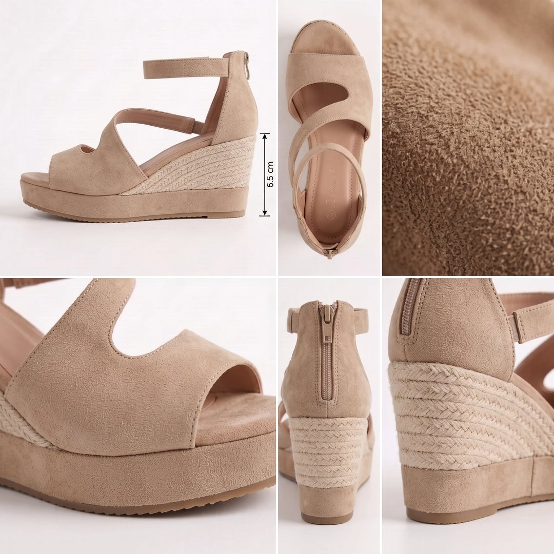 Monica | Esparto wedge sandals for summer with a zip