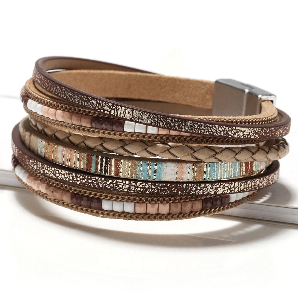 Eleanor | Tan Leather Wrap Bracelet