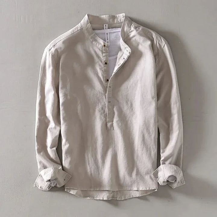 CALLUM LINEN MANDARIN SHIRT