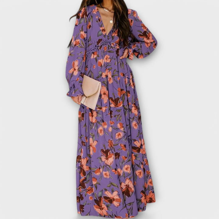 MAYA | FLORAL V-NECK MAXI DRESS