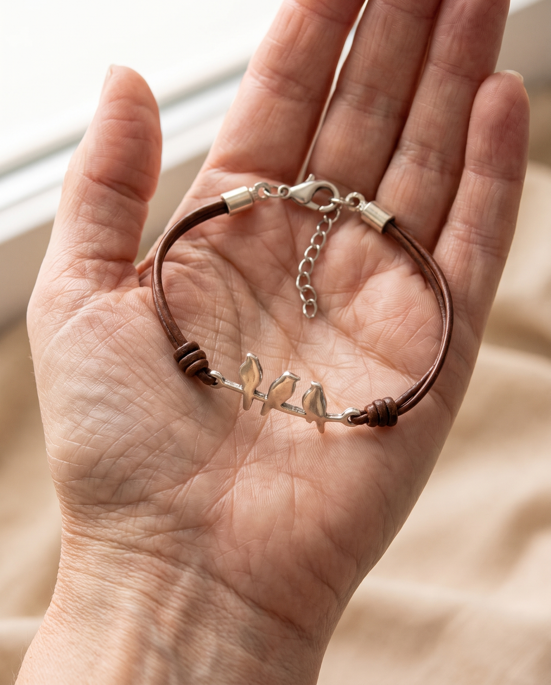 Bird Branch Leather Bracelet
