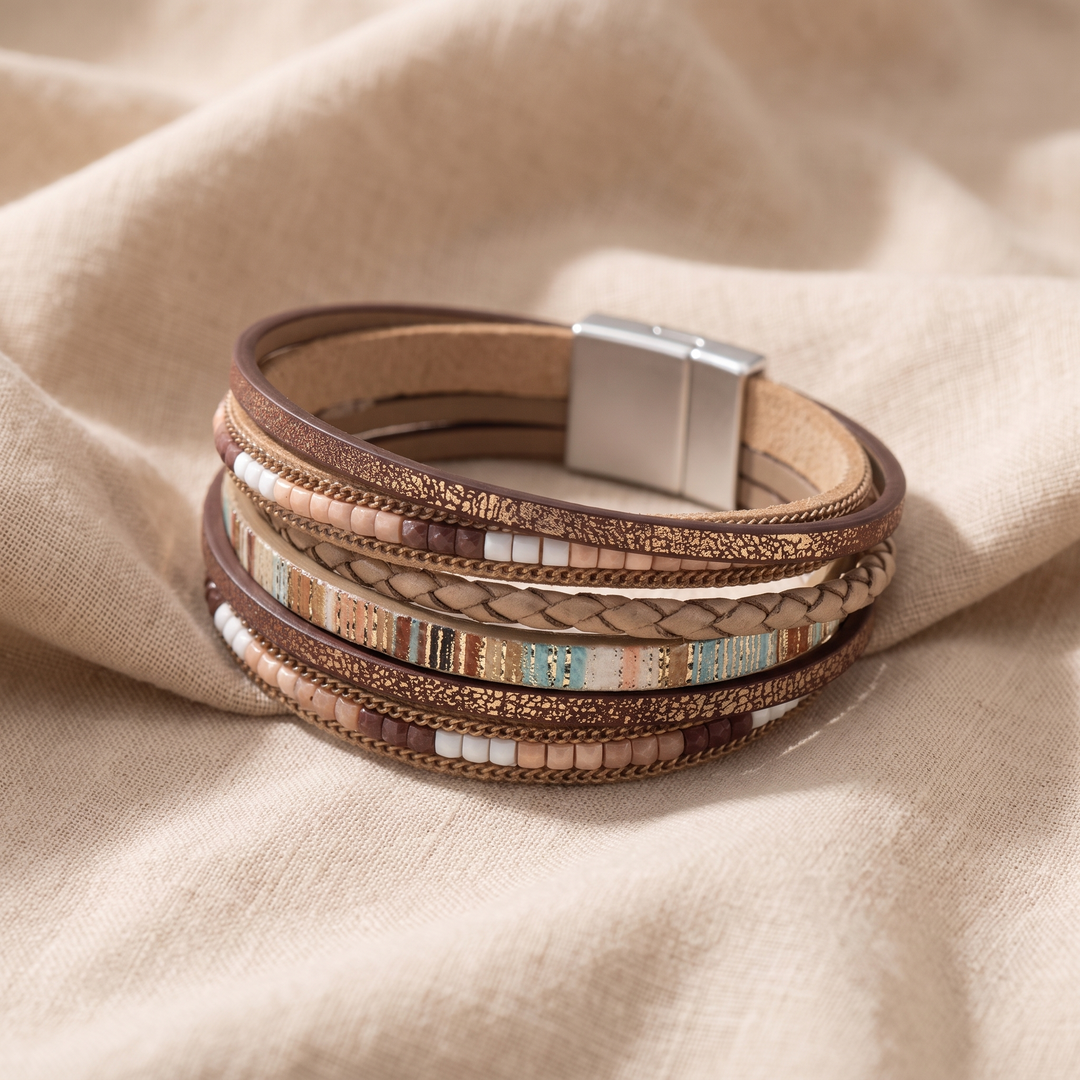 Eleanor | Tan Leather Wrap Bracelet