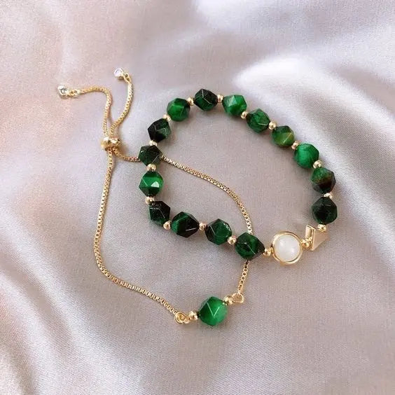 ELEGANT GREEN GEM BRACELET SET
