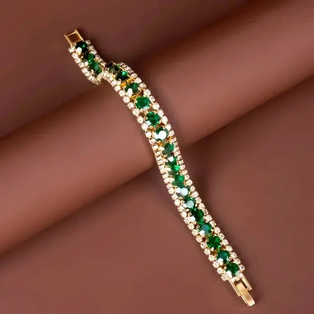 GOLD AND GREEN GEM BRACELET