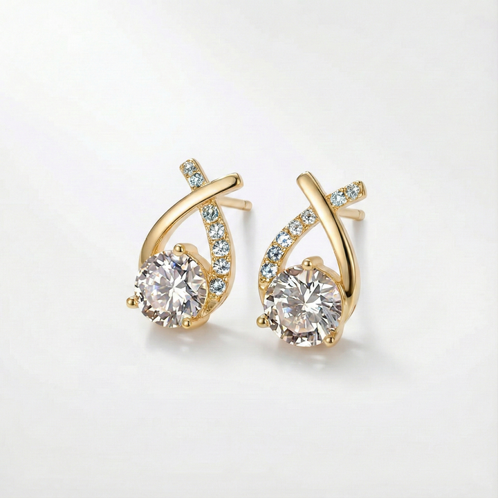 Leni - Gold Cross Earrings with Zirconia